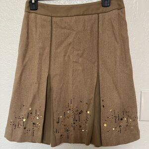 Wool Tan Skirt with Gold Accents